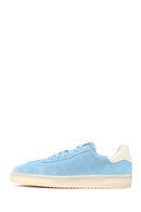 Woman Blue Lace-Up Suede Leather Sneakers | Derimod