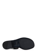 Women's Black Buckle Thong Leather Sandals | Derimod