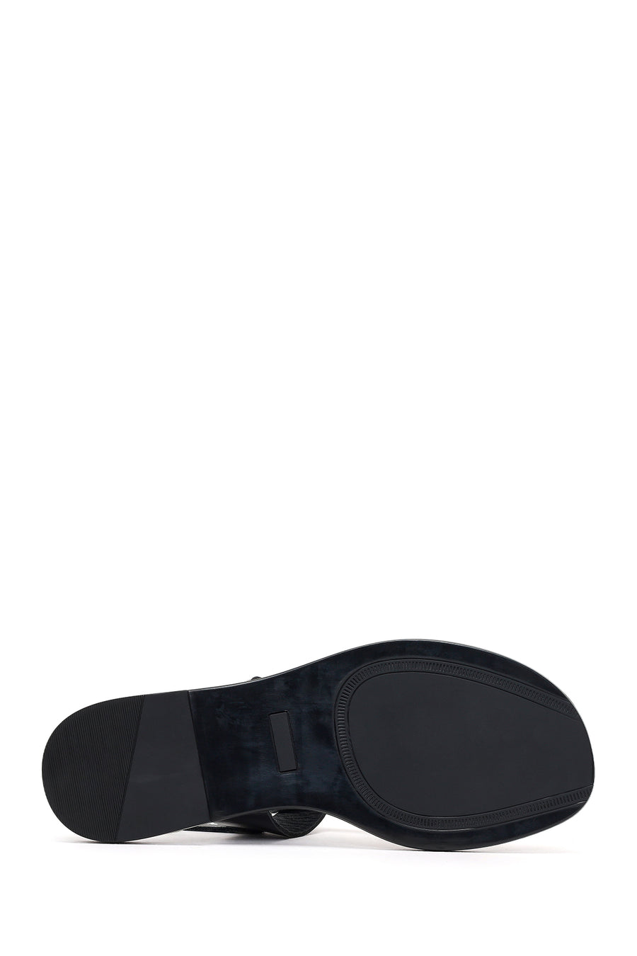 Women's Black Buckle Thong Leather Sandals