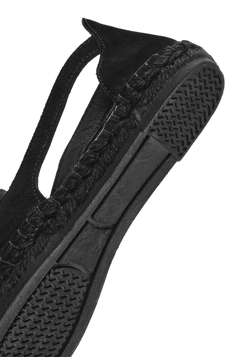Woman Black Suede Leather Espadrille Sandals