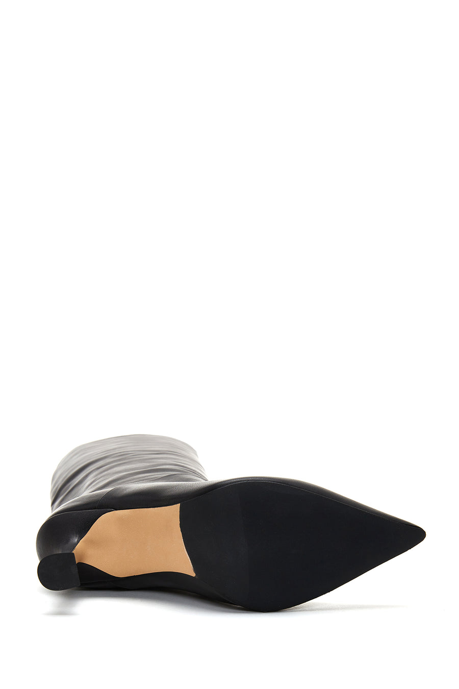 Women's Black Leather Heeled Boots
