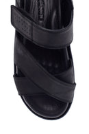 Men's Black Nubuck Leather Sandals | Derimod