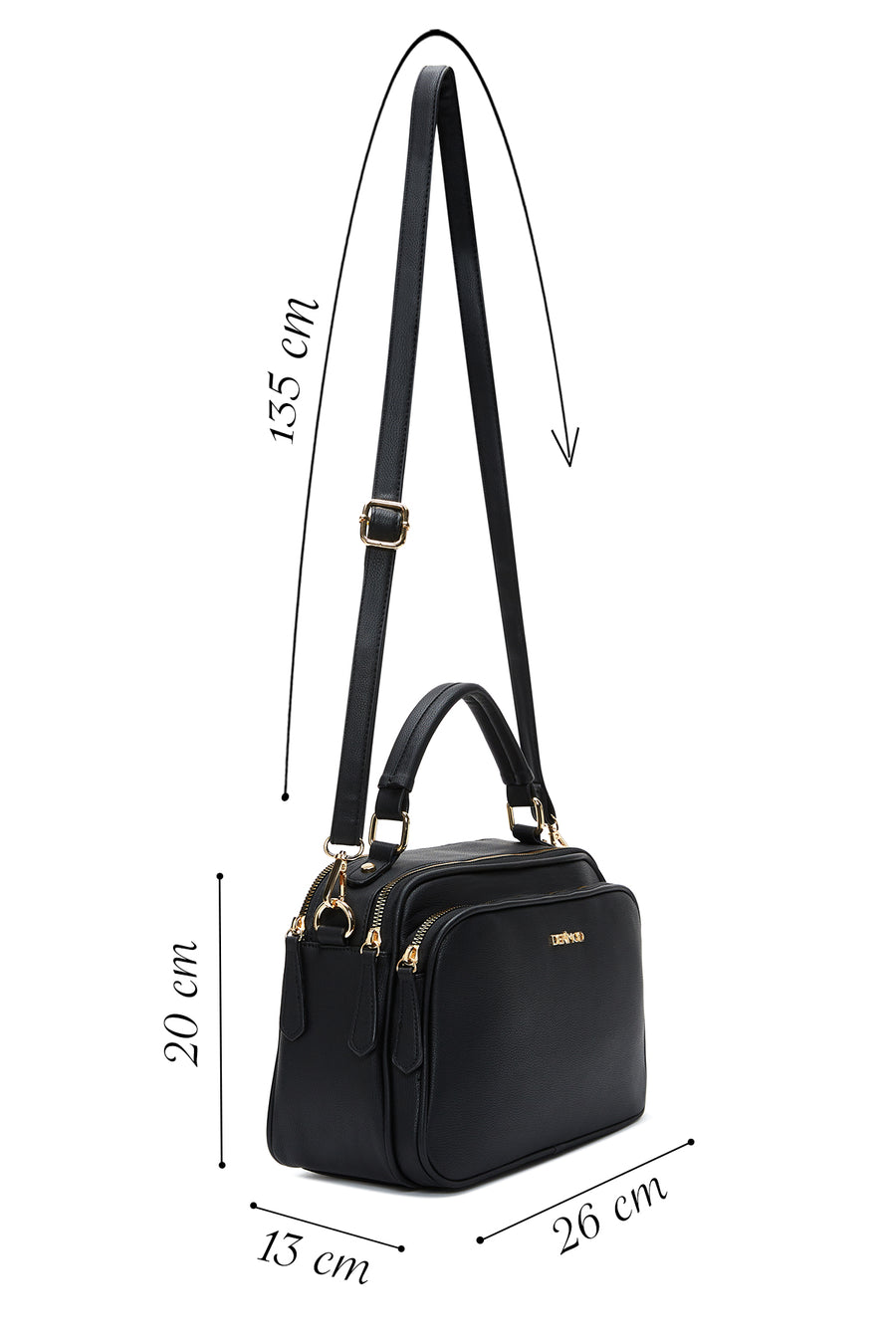 Woman Black Long-Strap Crossbody Bag