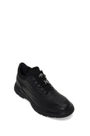 Erkek Siyah Bağcıklı Deri Casual Sneaker | Derimod