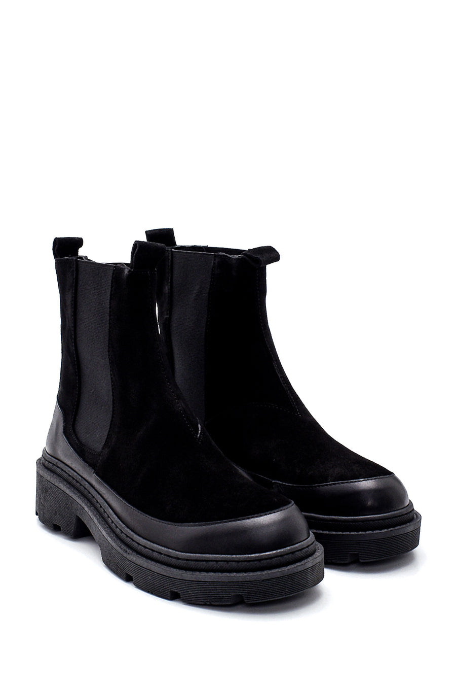 Women's Suede Leather Thick Soled Chelsea Boots