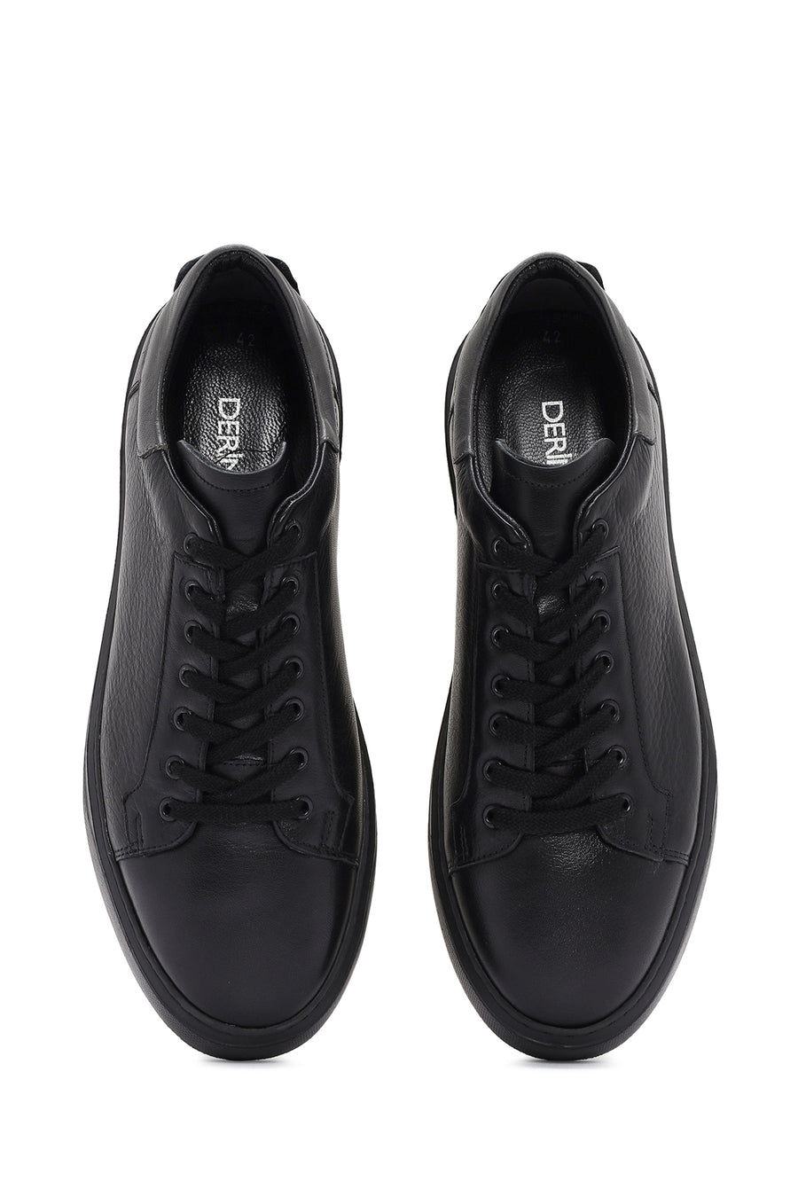 Erkek Siyah Bağcıklı Deri Sneaker