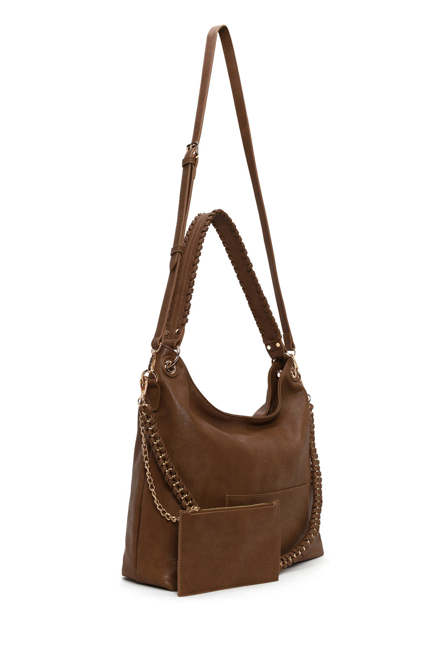 Woman Tan Long-Strap Shoulder Bag