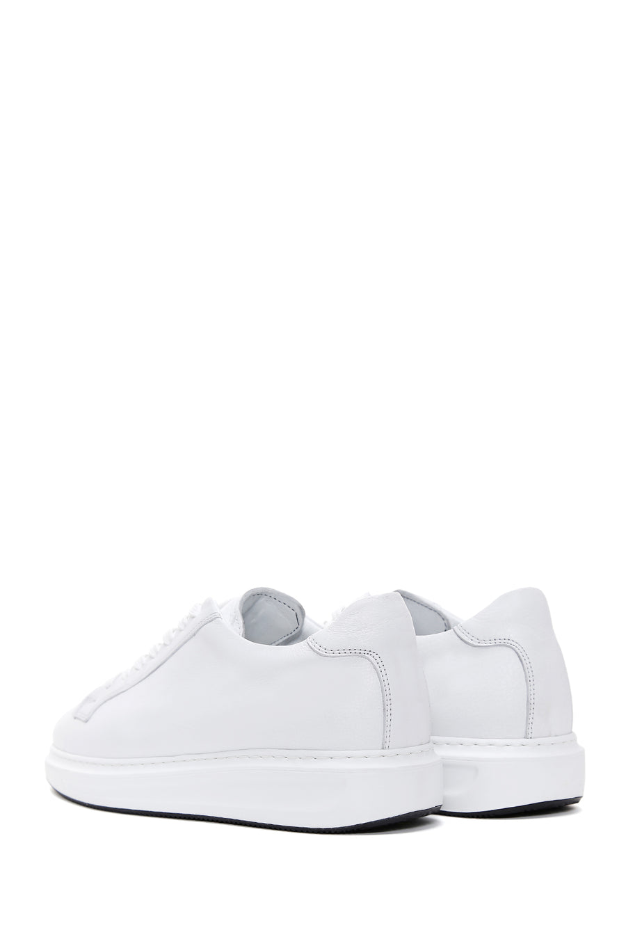 Erkek Beyaz Bağcıklı Deri Sneaker