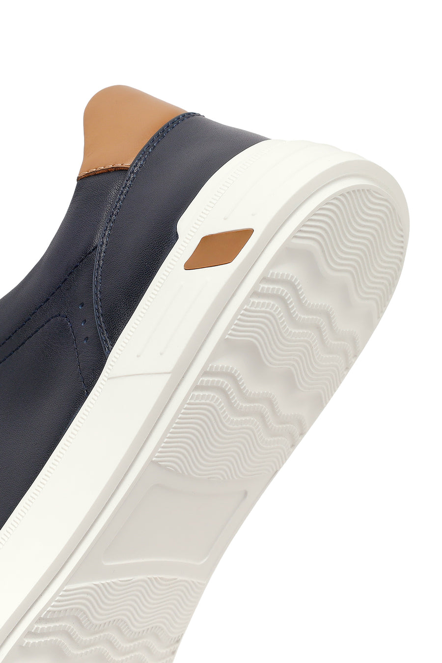 Erkek Lacivert Bağcıklı Deri Sneaker