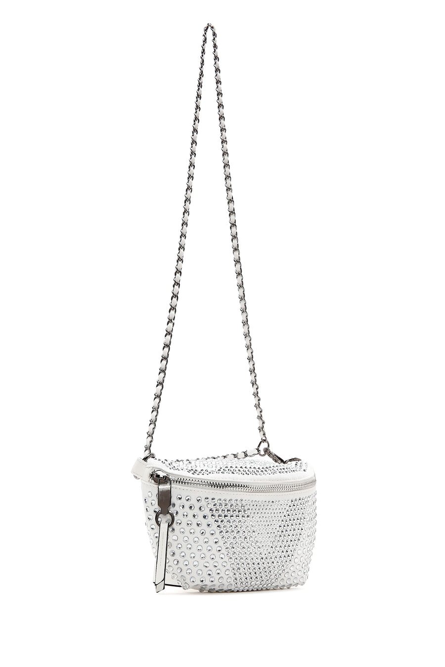 Women's White Long Strap Stone Cross Bag