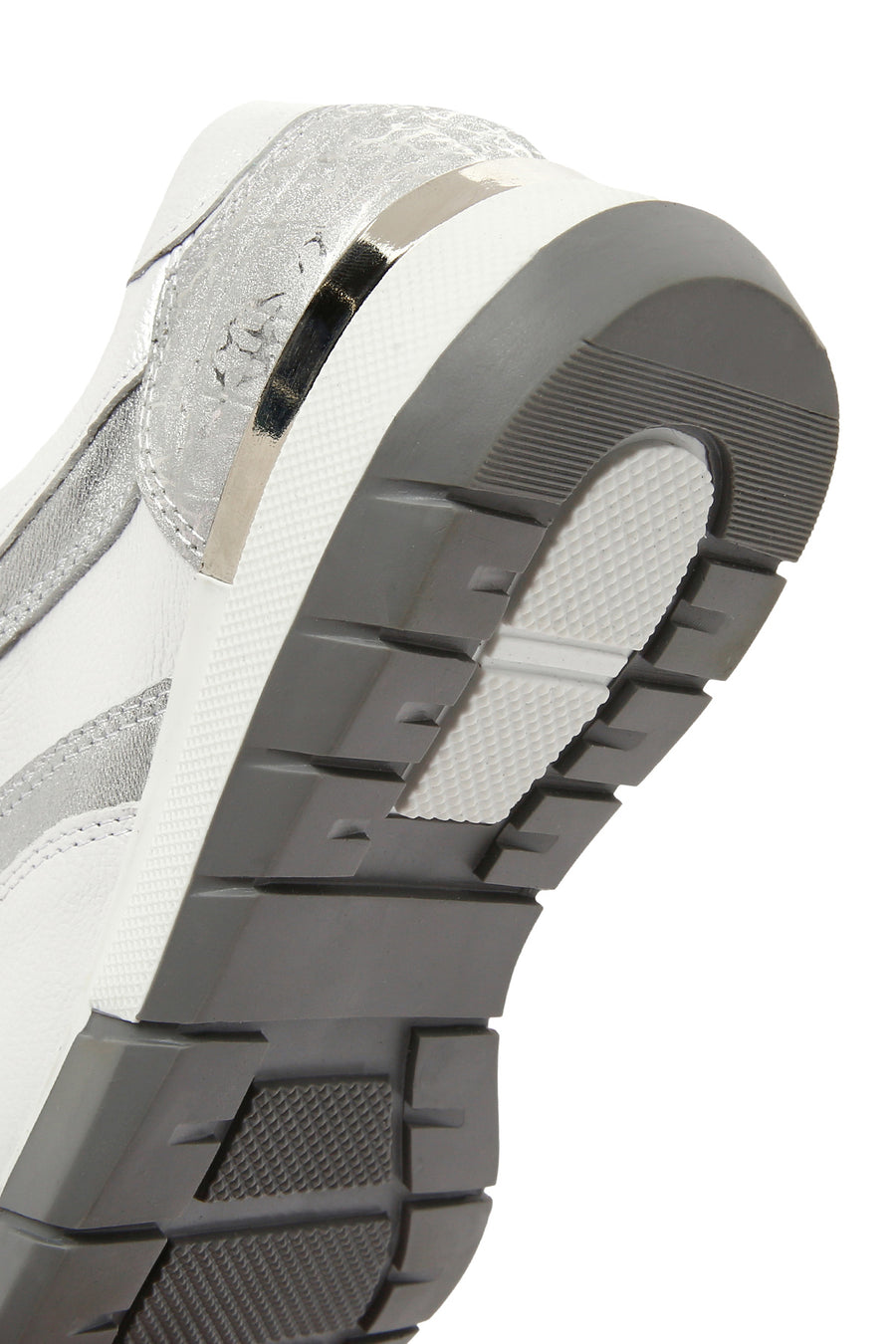Women's White Lace-Up Side Zipper Leather Sneaker