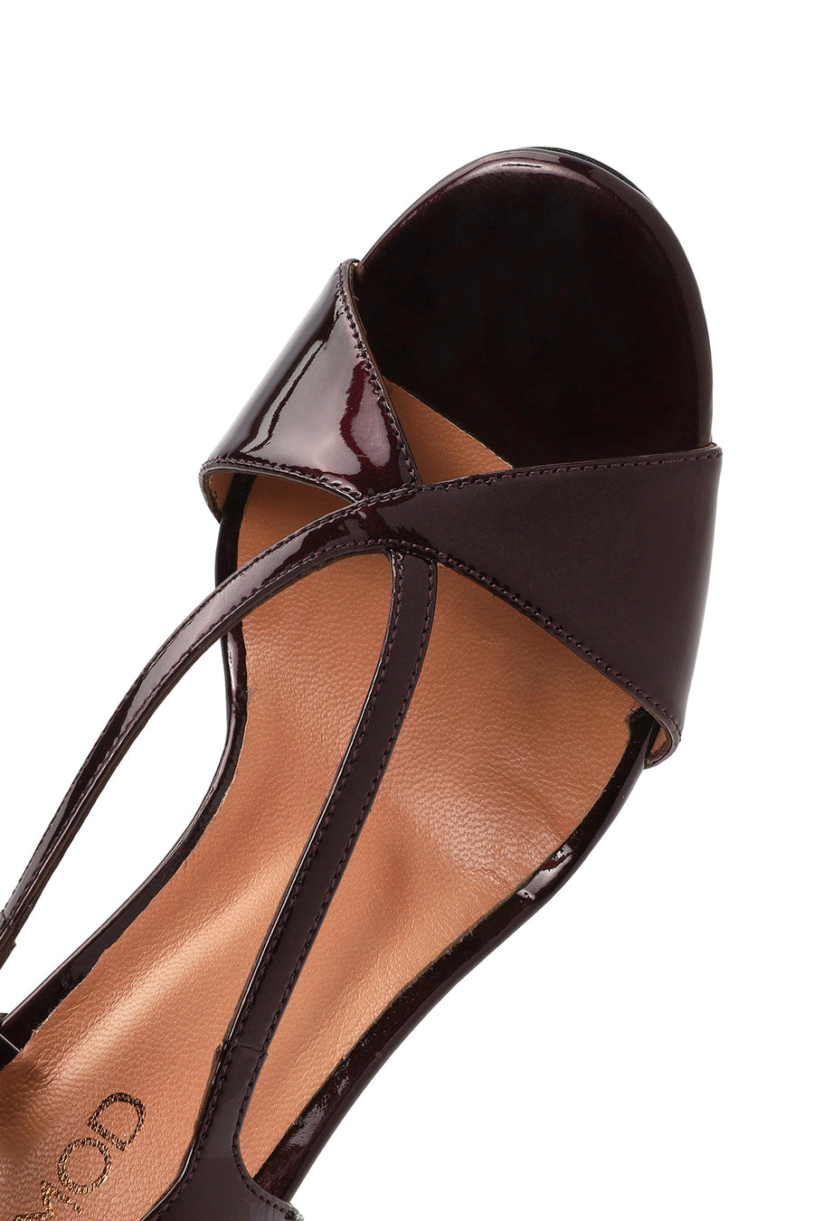 Women's Burgundy Ankle Strap High Thin Heel Leather Sandals