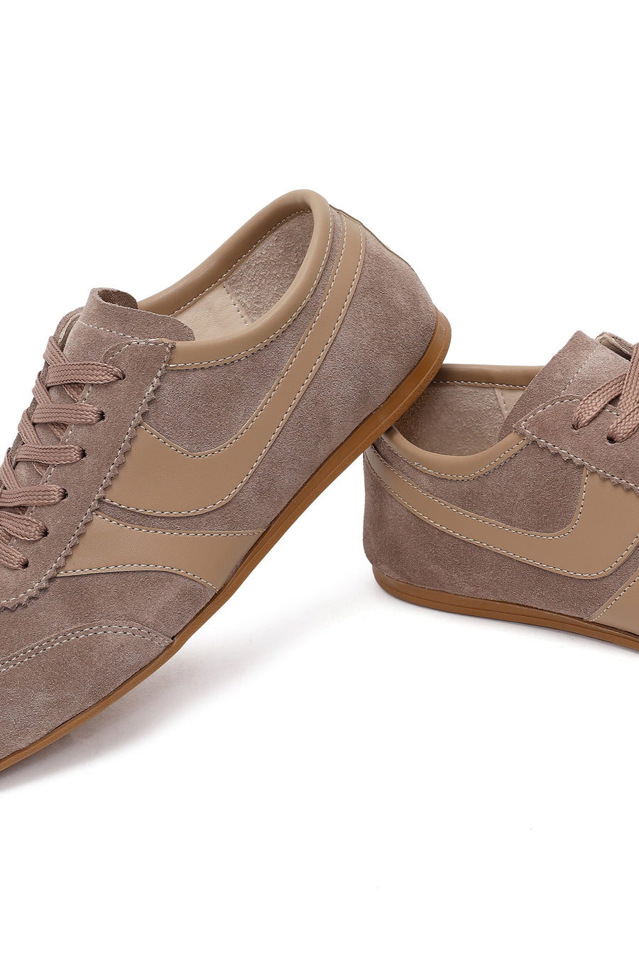 Kadın Vizon Bağcıklı Süet Deri Sneaker