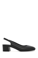 Derimod Flex Women's Black Open Back Thick Low Heel Leather Shoes | Derimod