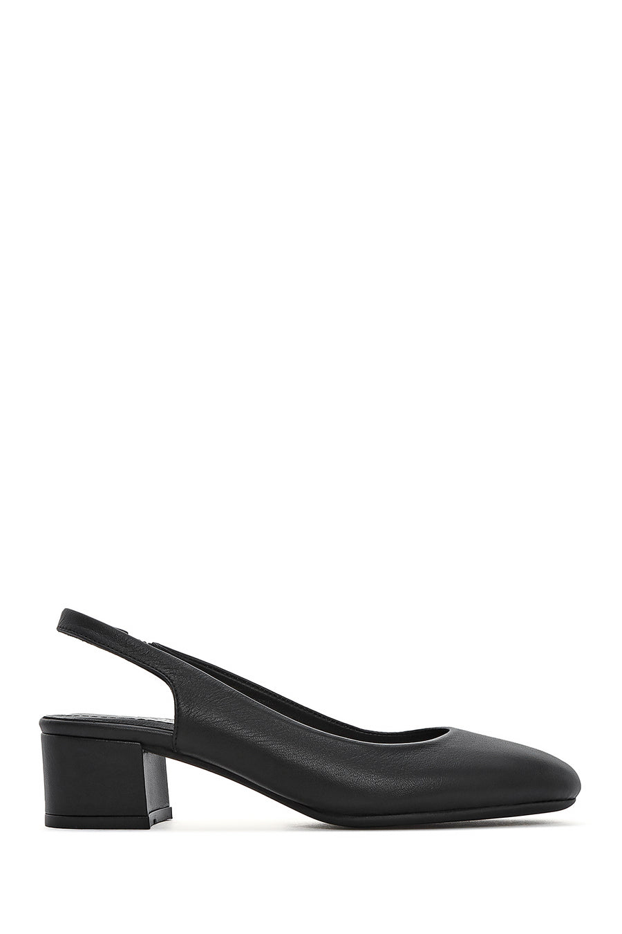 Derimod Flex Women's Black Open Back Thick Low Heel Leather Shoes 25SFD380318 | Derimod