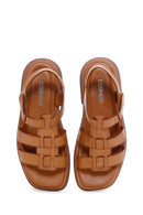 Women's Tan Leather Comfort Sandals | Derimod