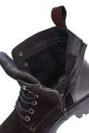 Men's Black Zippered Lace-Up Suede Leather Casual Boots | Derimod
