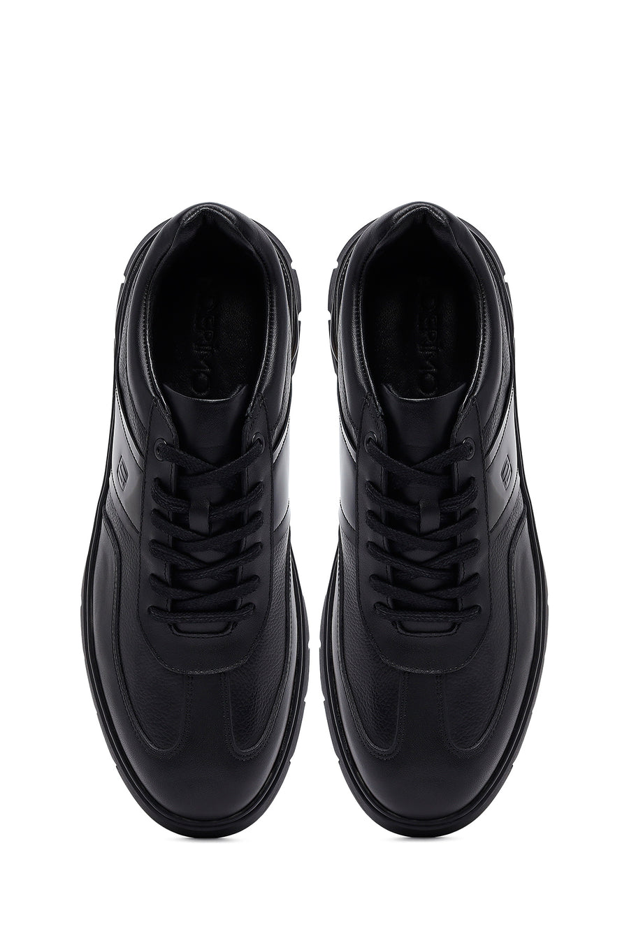 Erkek Siyah Bağcıklı Deri Casual Sneaker