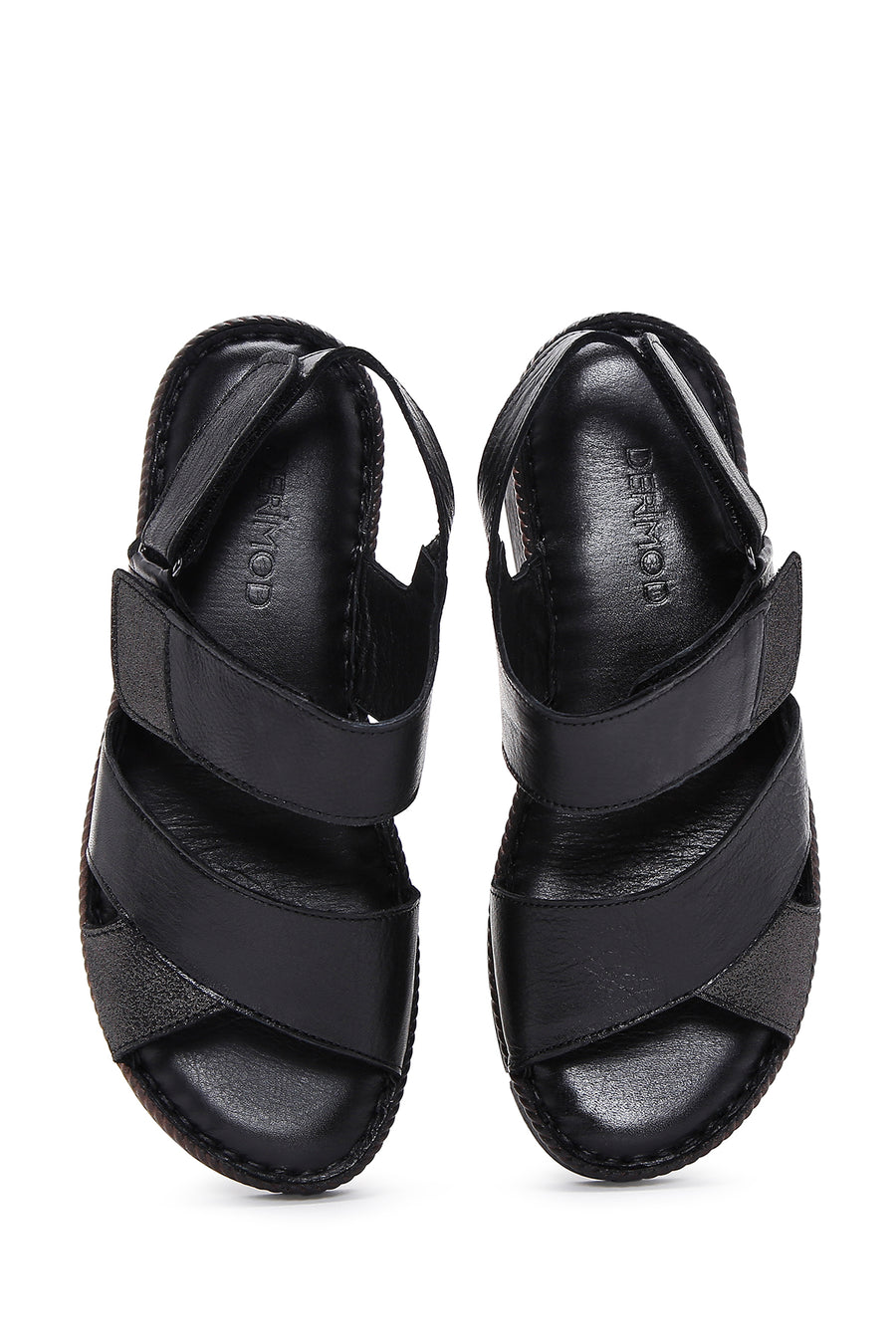 Kadın Siyah Deri Comfort Sandalet