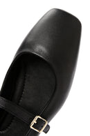 Women's Black Banded Leather Ballerinas | Derimod