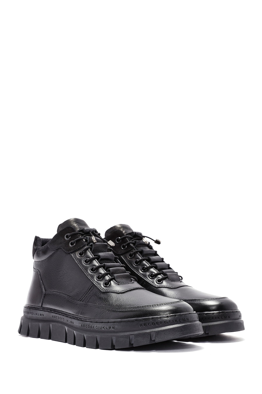 Men's Black Lace-Up Leather Casual Boots