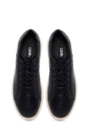 Erkek Siyah Bağcıklı Deri Sneaker | Derimod