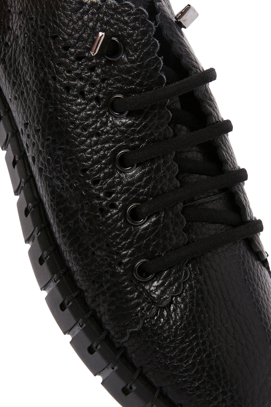 Woman Black Lace-up Patterned Leather Comfort Shoes