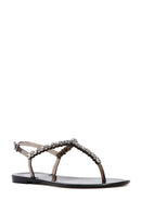 Women's Black Jelly Sandals with Stones | Derimod
