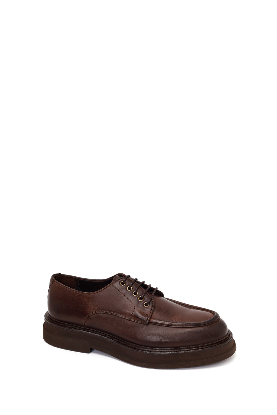 Male Brown Lace-Up Thick-Soled Leather Casual Shoe