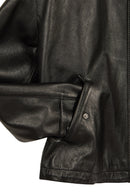 Vera Woman Black Short Oversize Leather Jacket | Derimod