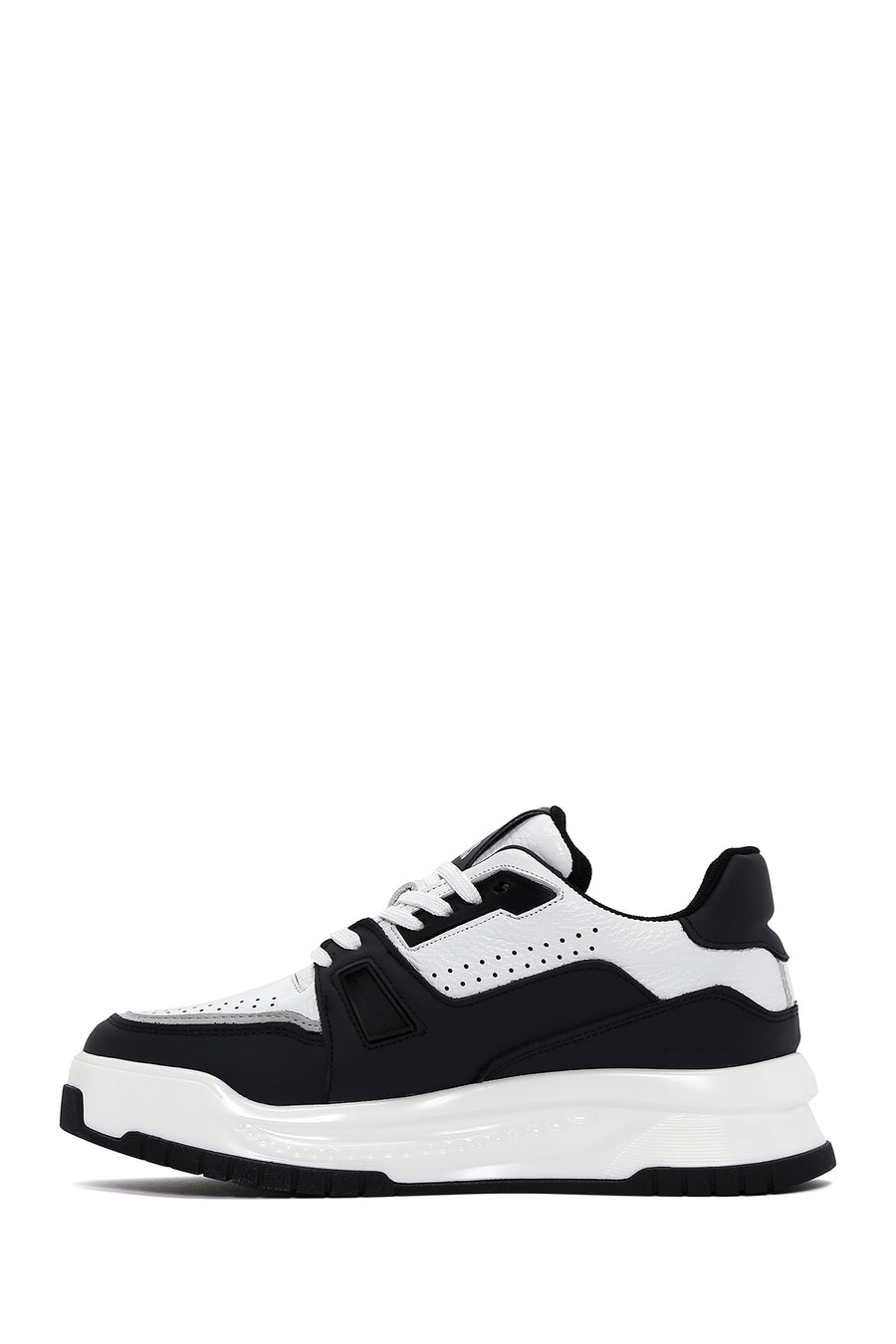 Erkek Beyaz Deri Kalın Tabanlı Sneaker