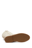 Women's Light Gray Suede Leather Classic Flat Boots | Derimod