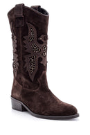 Women's Suede Leather Cowboy Boots | Derimod