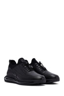 Male Black Lace-Up Thick-Soled Leather Casual Sneaker | Derimod