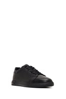 Erkek Siyah Bağcıklı Deri Sneaker | Derimod