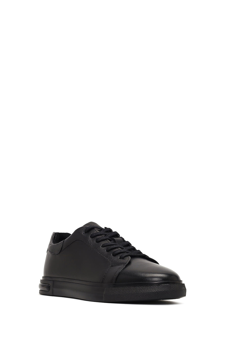 Erkek Siyah Bağcıklı Deri Sneaker