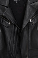 Roma Women's Black Biker Leather Jacket | Derimod