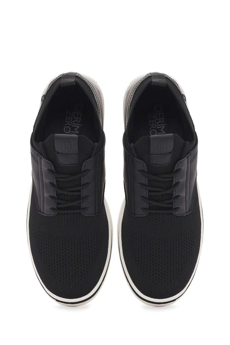 Men's Black Lace-Up Fabric Sneakers