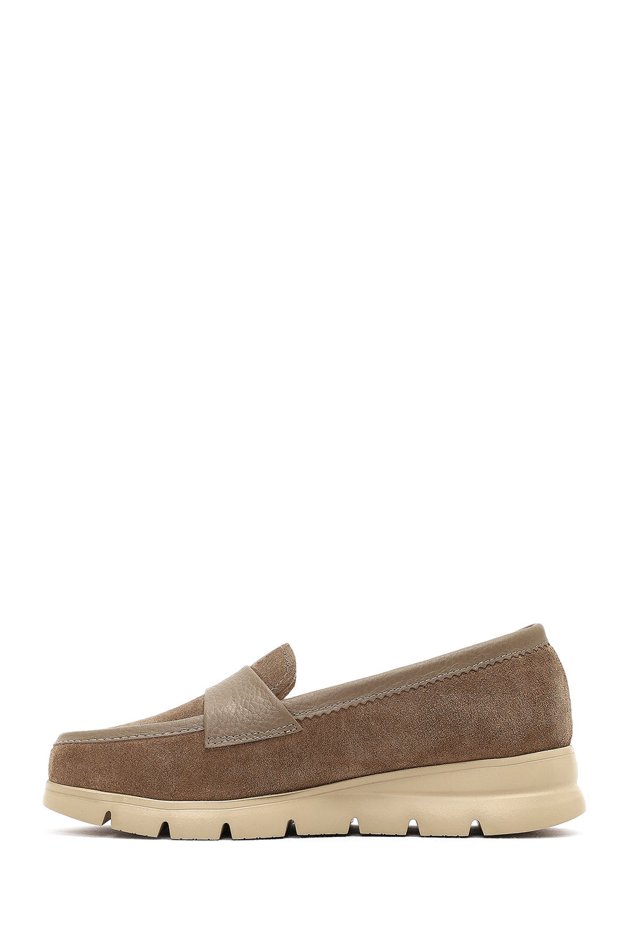 Kadın Vizon Kalın Tabanlı Süet Deri Comfort Loafer