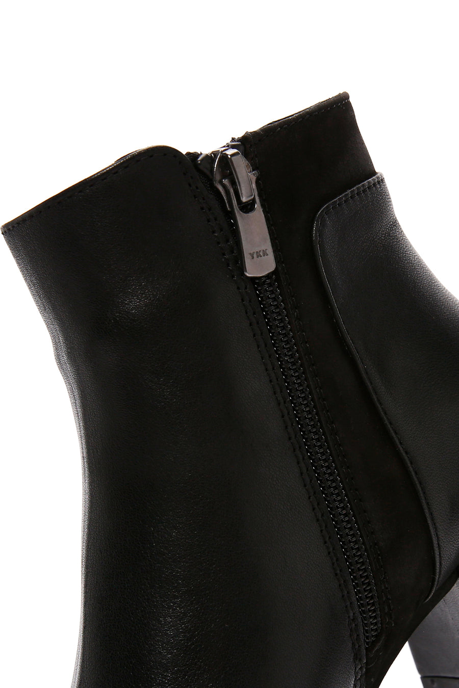Women's Black Zipper Heeled Leather Boots