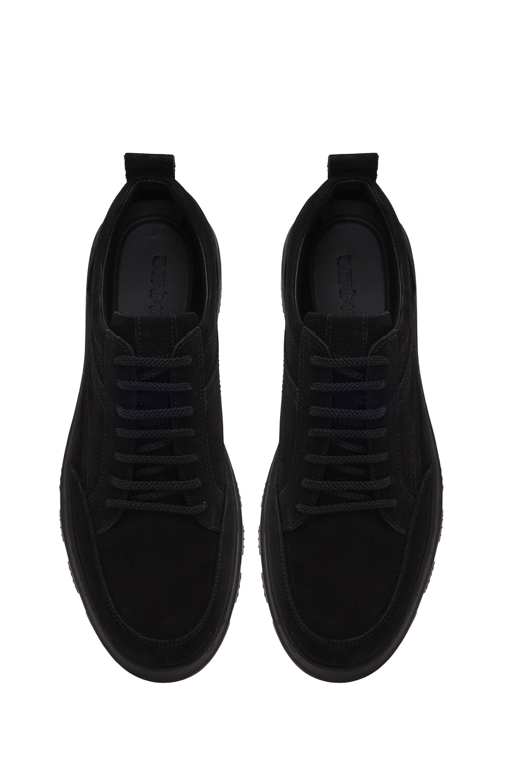 Erkek Siyah Bağcıklı Nubuk Deri Casual Sneaker