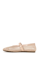 Woman Beige Mesh Ballerine flats | Derimod