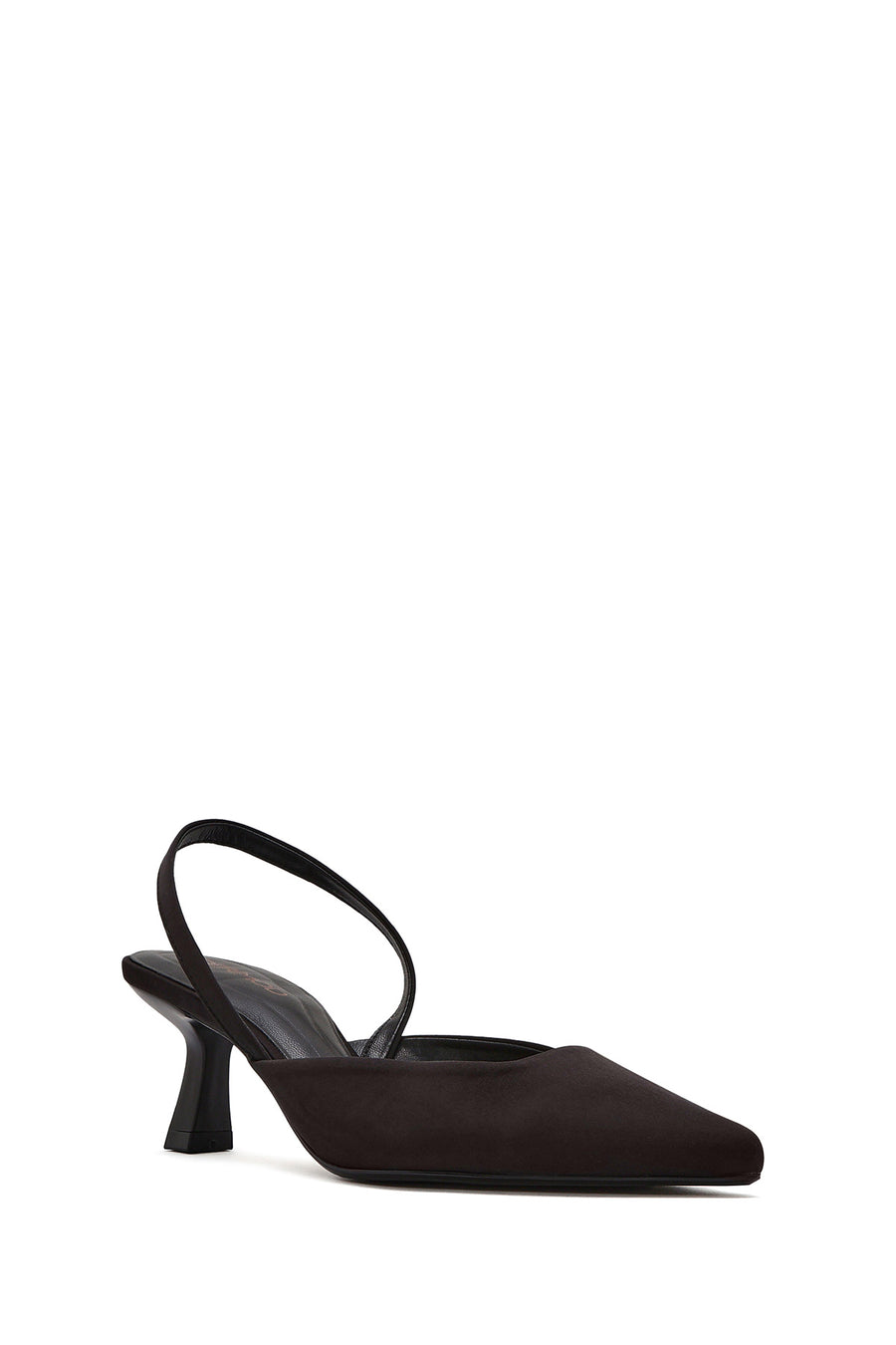 Women's Black Open Back Short Chunky Heel Fabric Shoes