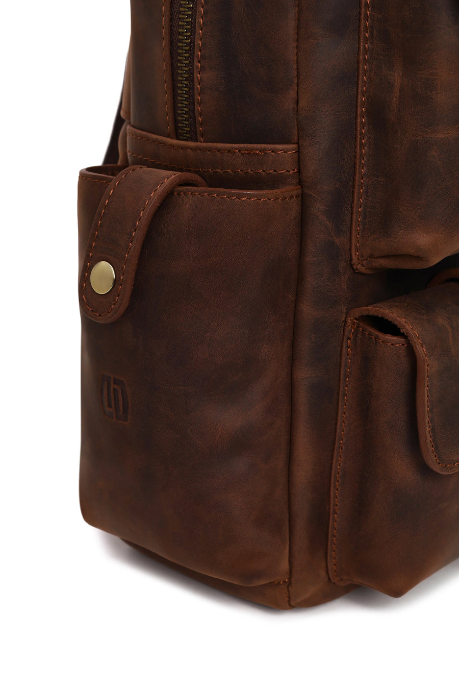 Male Brown Leather Backpack