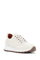 Kadın Bej Deri Kapitone Sneaker | Derimod
