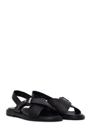 Woman Black Leather Sandal | Derimod