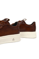 Erkek Kahverengi Bağcıklı Kalın Tabanlı Deri Sneaker | Derimod