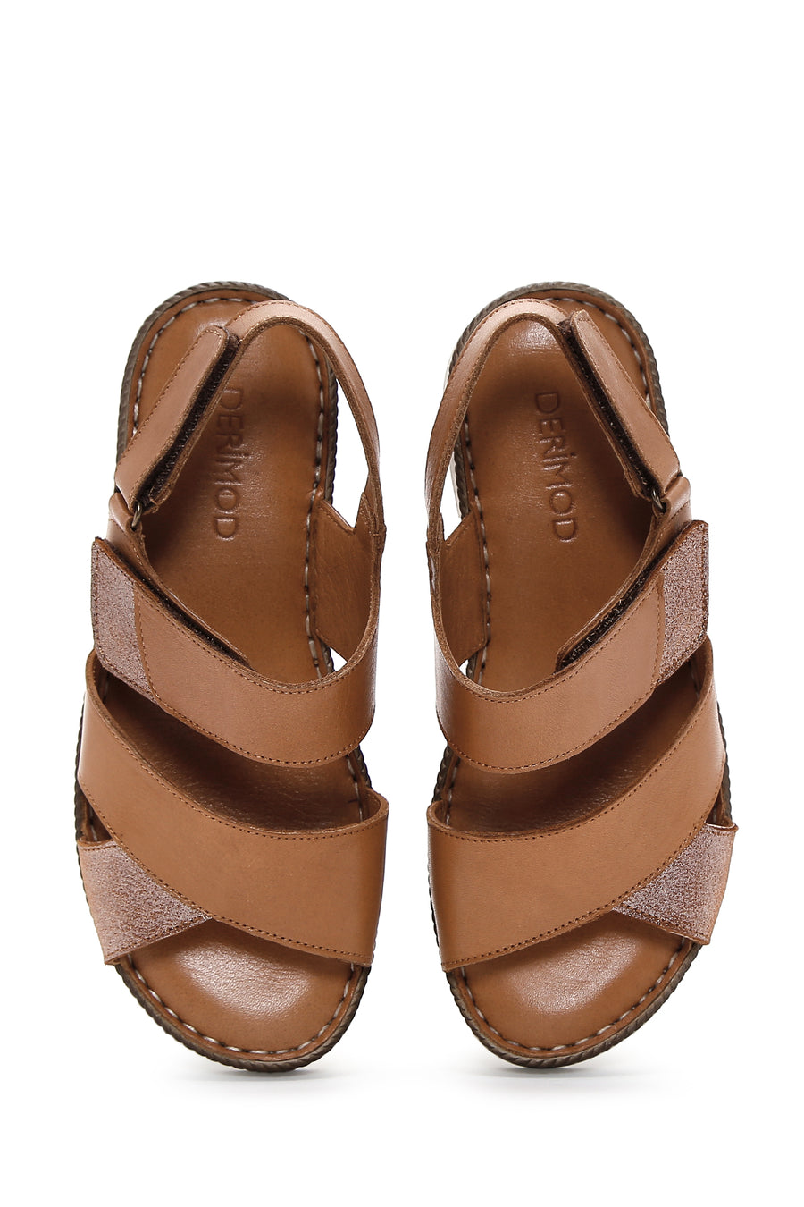 Kadın Taba Deri Comfort Sandalet