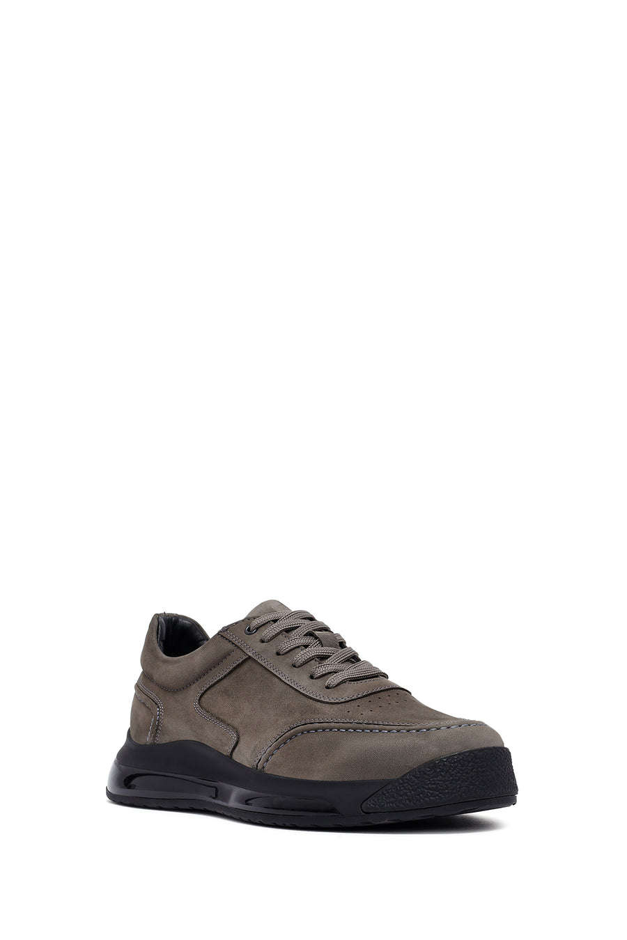 Erkek Gri Bağcıklı Nubuk Deri Sneaker
