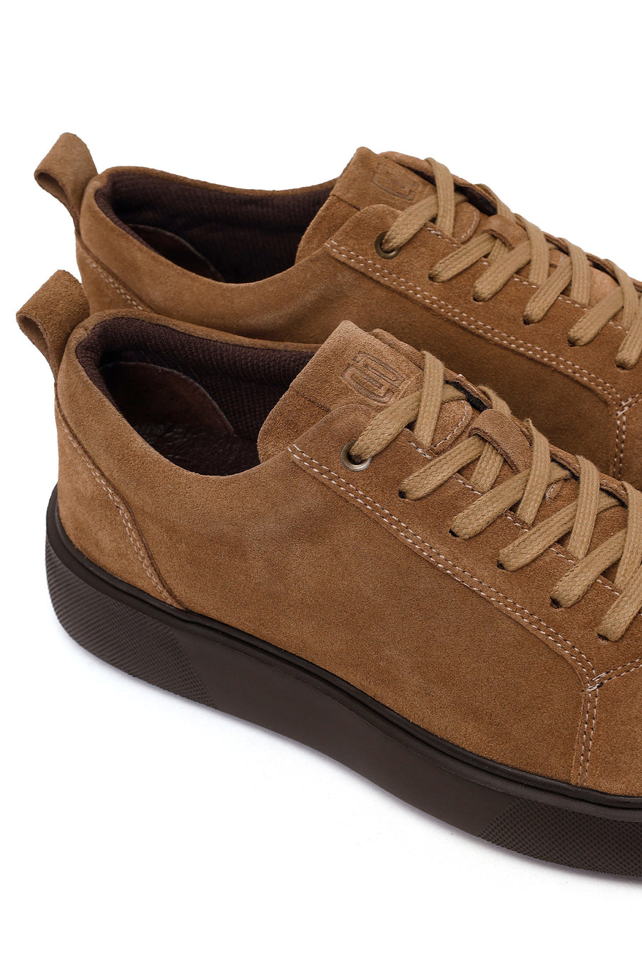 Male Brown Lace-Up Thick-Soled Suede Leather Sneaker